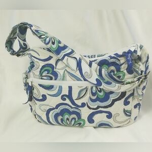 Vera Bradley Blue & White Floral Shoulder / Crossbody Purse / Handbag - EUC